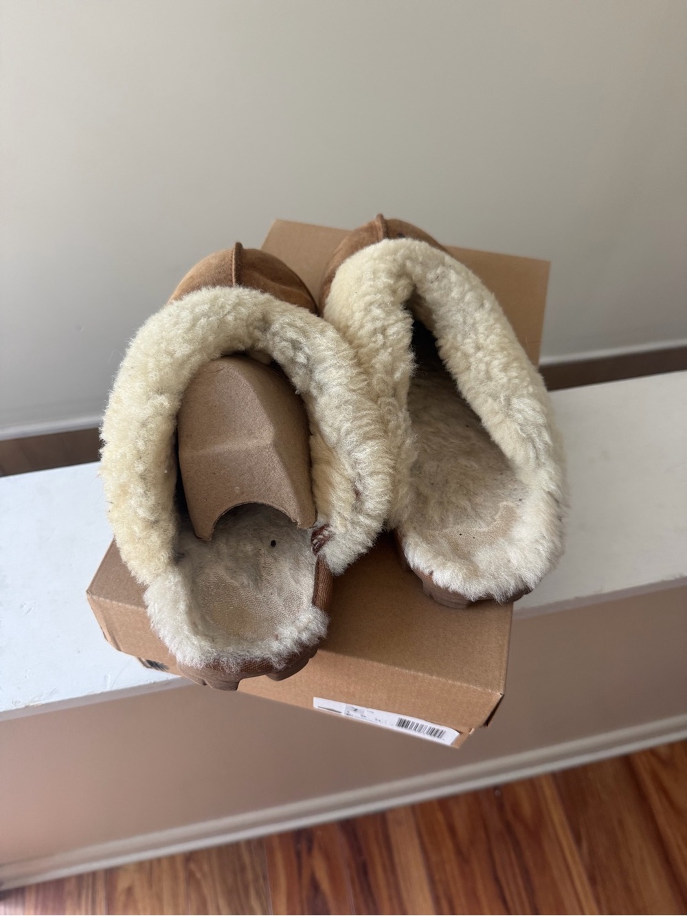 UGG Chestnut Suede Shearling Slip-On Clog with Cream Collar - Picture 5 of 5